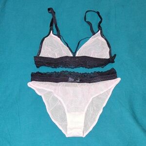 Elegant Black and Cream Lace Lingerie Set